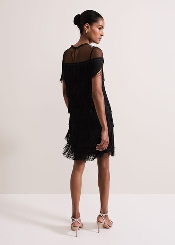 Phase Eight Viola Fringe Dress Black Australia | SR5241806